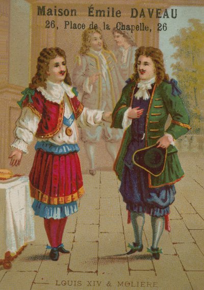 Louis XIV of France and Molière by European School